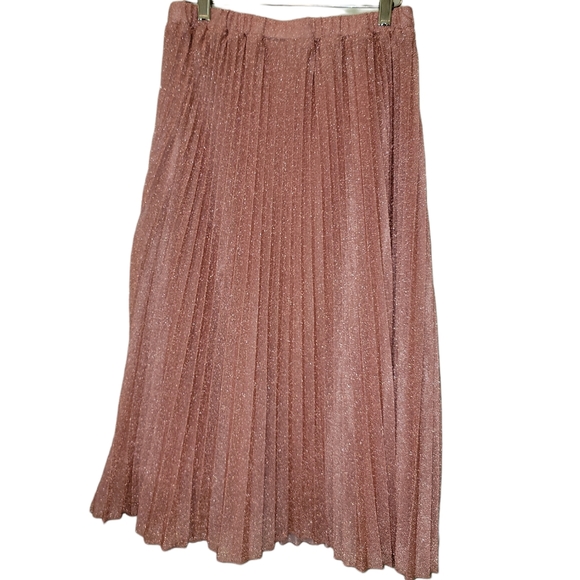 NWT Divided Skirt Women Small Metalic Pleated Elastic Waistband Pull On - Picture 2 of 5